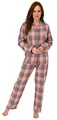 Damen Flanell Pyjama Schlafanzug kariert mit Knopfleiste und Hemdkragen - 202 201 15 600, Farbe:Karo grau, Größe:40/42