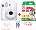 Fujifilm Instax Mini 12 clay white inkl. 2x einen Doppelpack = 4x 10 Bilder