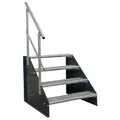 SRM Design 4 Stufen Standtreppe Stahltreppe Wangentreppe Gitterrosttreppe Außentreppe Industrietreppe freistehend Breite 100cm Höhe 84cm anthrazit einseitiges Geländer