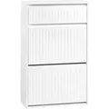 SoBuy Schuhschrank mit 2 Klappen und 1 Schublade Schuhkommode 61x100x26cm Weiß FSR165-W