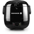 REISHUNGER Mini Reiskocher, schwarz | 0,3 L 1-2 Portionen | hochwertige Keramikbeschichtung Premium Topf | Handliche Größe für kleine Haushalte - Schwarz