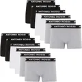 ANTONIO ROSSI Herren (12er-pack) Herren-boxer-hipster Fitted Boxer Hipsters, Schwarz, Grau, Weiß, L EU