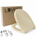 LUVETT® C770 Toilettendeckel mit Absenkautomatik Oval Beige - SoftClose Klodeckel Abnehmbar - Klobrille aus Antibakteriellem Duroplast - WC Sitz 3in1 Befestigung Inkl. - Toilettensitz Made in EU