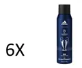 (pack of 6) ADIDAS CHAMPIONS DEODORANT SPRAY HERREN 6X150ML    FREE SHIPPING