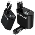KRUMAD Zigarettenanzünder USB C – 120W 12V Schnellladegerät mit USB C Kabel, Lightning Kabel, USB Stecker & USBC Stecker - Handy Ladegeräte Auto - USB Ladegerät mit LED Display