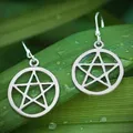 Drachensilber Pentagramm Ohrringe Keltischer Schmuck Ohrhänger 925 Silber Paar - Silber
