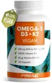 Omega-3 vegan + D3 & K2 (120x), 1100mg Algenöl mit 600mg DHA & 300mg EPA + 1000 IE Vitamin D3 + 40 µg Vitamin K2 - O3 D3 K2 vegan Essentials - Omega-3 Kapseln hochdosiert, bioverfügbar & laborgeprüft