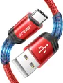 JSAUX USB C Kabel 3.1A [2 Stück 2M], USB Typ C Ladekabel Schnellladung, in Rot