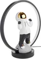 BRUBAKER Astronaut in Anime Pose - 33 cm Tischlampe mit LED Ring - Weltraum Nachttischlampe mit indirekter Beleuchtung und USB-C Stecker - Handbemalt