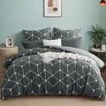 RUIKASI Bettwäsche 200x220 Baumwolle 3 teilig Anthrazit - Baumwollbettwäsche 2