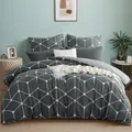 Hochwertiges Bettwäsche-Set, 100% Baumwolle, 200 x 220 cm, Geometrie Anthrazit