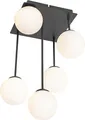 QAZQA - Moderne Deckenleuchte I Deckenlampe I Lampe I Leuchte schwarz mit Opalglas 5-flammig - Athens I Wohnzimmer I Schlafzimmer - Stahl Quadratisch - LED geeignet G9