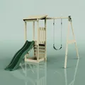 OutdoorToys Spielturm Lyon in Dunkelgrün mit Kinderschaukel