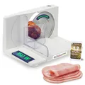Sommertal Allesschneider AS170 150W Edelstahlmesser mit Wellenschliff, platzsparend klappbar, elektrische Schneidemaschine Brotschneidemaschine, Profi Aufschnittmaschine weiß 0-15mm