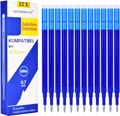 LVZONGXIN Blau Radierbare Ersatzminen, Kompatibel mit Frixion & Eberhard Faber animal erase it, 0,7mm [12er Set], Thermosensible Tinte, 400m Schreiblänge (Blau)