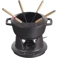 Staub Specialities Fondue Set 18 cm, rund, Schwarz, Gusseisen