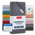 Blumtal® Basics Spannbettlaken Topper 180x200cm Jersey - Bettlaken aus 100% Baumwolle - Oeko-TEX zertifiziertes Spannbettlaken für Topper - Grau