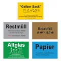 5 x Mülltrennung Aufkleber | 15 x 10 cm PremiumVinyl Aufkleber Mülltonne | Se...