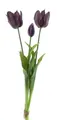 mucplants künstliche offene Tulpen 48cm Open Tulpenbündel mit 2 Tulpen und 1 Tulpenknospe real Touch (Aubergine)