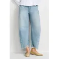 RICHROYAL Weite Jeans Barrel-Style, Wide Leg Cropped Jeans, mit coolen Destroyed Effekten blau 28