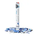 Relaxdays Party Popper 40 cm, Blau Silber, 6-8m Effekthöhe, Hochzeit, Geburtstag, Karneval, bunter Konfettiregen, blau