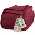 LAYNENBURG Premium Baumwolldecke 220x240 cm - Oeko-TEX 100 - Baumwollmix Kuscheldecke - Decke als Wohndecke, Sofa-Decke & Couchdecke - Wolldecke kuschelig-warm aus Baumwolle (Bordeaux)
