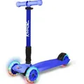 KINNAZ Cityroller Sicherer faltbarer Kinderroller von 5 bis 12 Jahre mit LED-Rädern, (Kinderroller, Kinnaz Two), Händler aus Hamburg blau