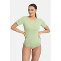 Evoni Stringbody Damen Kurzarmbody grün XL(42)