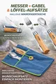 Opinel  4-tlg. Set, Löffel und Gabelaufsatz, Messer No8 Carbon, mit Namensgravur
