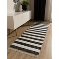 benuta Teppich Tom, rechteckig, Höhe: 5 mm, Teppich Wohnzimmer, Esszimmer, Schlafzimmer, Flur, Elegant schwarz|weiß 70 cm x 200 cm x 5 mm