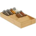 Relaxdays Gewürzregal Schublade, Bambus, Hxbxt: 5 X 20 X 38 Cm, 3 Stufen, Schubladeneinsatz Gewürze, Gewürzhalter, Natur