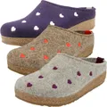 Haflinger Grizzly Cuoricino 741031 Damen Hausschuhe Pantoffeln Wolle , Größe:41 EU, Farbe:Grau