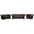 Chesterfield Garnitur 3+2+1 - Büffelleder - Braun - BRENTON