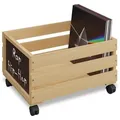 Relaxdays Schallplatten Kiste Bambus Hellbraun,Schwarz