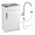 Stamar | Küchenschrank - Weiß - Spüle - 50 x 40 cm - Hohe Chromarmatur - Siphon - Weiß