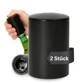 Flaschenöffner 2er Set 'Push' - Flaschenöffner mit Push Up Funktion - eleganter Bieröffner in Edelstahl Optik aus Aluminium - praktisches Küchenzubehör und Geschenkidee - schwarz