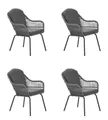 Gartenstuhl Terrassenstuhl Loungesessel Rope Dining 4 x Triton grau Aluminium