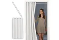 tinycurtains Türvorhang mit Stange weiß 70-120 cm Thermo Vorhang ohne Bohren, blickdicht, Ösen, verdunkelnd, Polyester, weiß Purity, Türgardine mit Klemmstange Raumtrenner Vorhang Tür