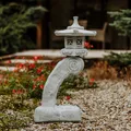 Rankei jap. Steinlaterne Steinskulptur 87 cm 52 kg Grau Weißbeton frostsicher