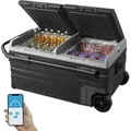 VEVOR Autokühlschrank, 12-Volt-Autokühlschrank, tragbarer 95-Liter-Gefrierschrank mit zwei Zonen und Rädern und Griff, -20 °C bis 20 °C, 12/24...