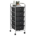 Rollcontainer Friseurwagen Metall Kosmetik Badregal 5 Schubladen schwarz