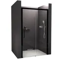 BERNSTEIN Nischendusche mit Schiebetür Soft-Close 140x195cm DX906 Flexible Montage Klarglas Echtglas-Dusche mit NANO Duschwand, Profilfarbe in Schwarz