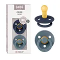 BIBS Colour Schnuller 2er-Pack, BPA-frei, Kirschform Nippel. Naturkautschuk/Latex, Hergestellt in Dänemark. Größe 2 | 6+ Monate | 2-Pack, Deep Space/Petrol