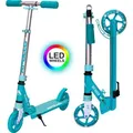 Apollo Scooter LED - Skyracer Led | City Scooter mit Federung| City Roller für Kinder klappbar | Tretroller Kinder ab 5 Jahre | sportlicher Cityro... - Türkis