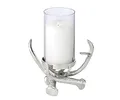 EDZARD Kerzenhalter Blitu mit Glas (Höhe 25 cm), Aluminium vernickelt, für Stumpenkerze ø 8 cm