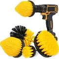 Aongray 4Stück Bürstenaufsatz Akkuschrauber Gelb Bohrmaschine Reinigung Kit zum Reinigen von Bad, Badwanne, Bodenbelag, Marmor, Keramik，Drill Brush Set…