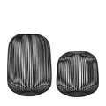 blomus Laterne Lito 2er Set | Schwarz | Größe M und L | 28L x 28B x 27H cm | 33L x 33B x 45H cm | Kerzenhalter Schwarz | Windlicht aus Edelstahl | Laterne Deko | Indoor Windlicht