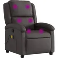 vidaXL Massagesessel Dunkelbraun Echtleder
