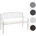 Gartenbank HWC-F43, Bank Parkbank Sitzbank, 2-Sitzer pulverbeschichteter Stahl ~ weiß