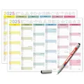 TOBJA abwischbarer Wandkalender 2025 A4 - "Bunter" Jahresplaner 2025 abwischbar, inkl. Stift. Tafelkalender 2025, Robuster Kalender A4 (abwischbar +1 Stift)